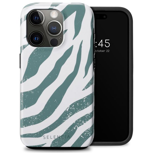 Selencia Vivid Backcover iPhone 15 Pro - Colorful Zebra Pine Blue