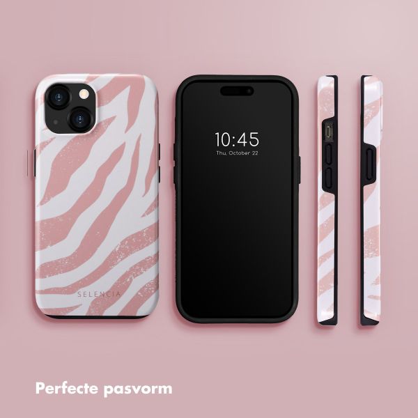 Selencia Vivid Backcover iPhone 15  - Colorful Zebra Old Pink