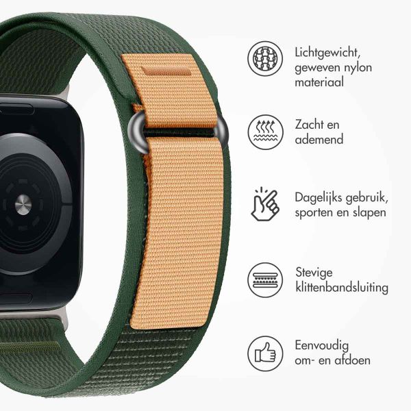 imoshion Nylon Trail bandje Apple Watch Series 1-9 / SE - 38/40/41 mm / Series 10 - 42 mm - Legergroen