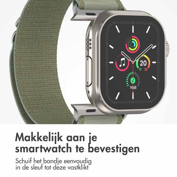 imoshion Nylon Alpine bandje Apple Watch Series 1-10 / SE / Ultra (2) - 42/44/45/46/49 mm - Olijfgroen