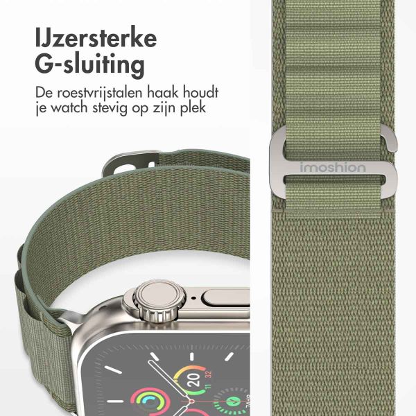 imoshion Nylon Alpine bandje Apple Watch Series 1-10 / SE / Ultra (2) - 42/44/45/46/49 mm - Olijfgroen