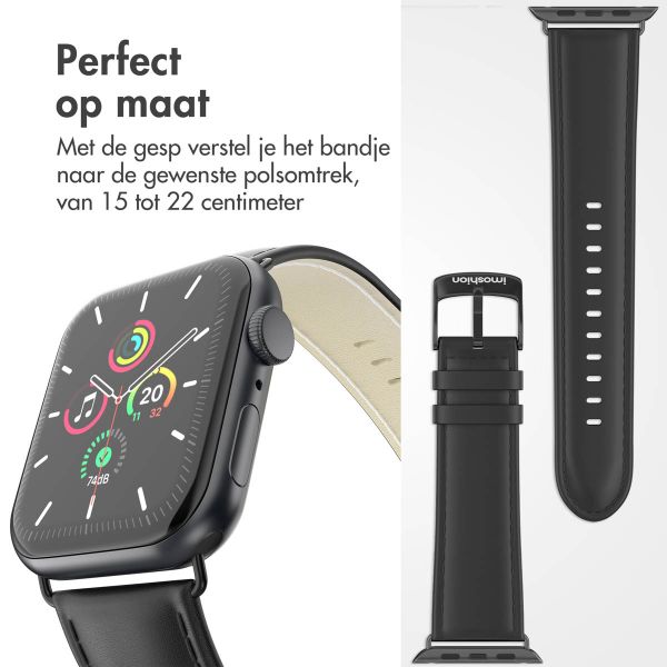 imoshion Classic lederen bandje Apple Watch Series 1-9 / SE - 38/40/41 mm / Series 10 - 42 mm - Zwart