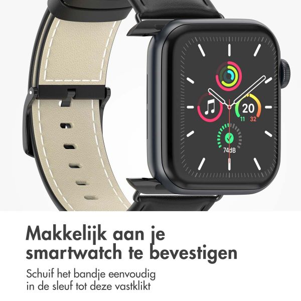 imoshion Classic lederen bandje Apple Watch Series 1-9 / SE - 38/40/41 mm / Series 10 - 42 mm - Zwart