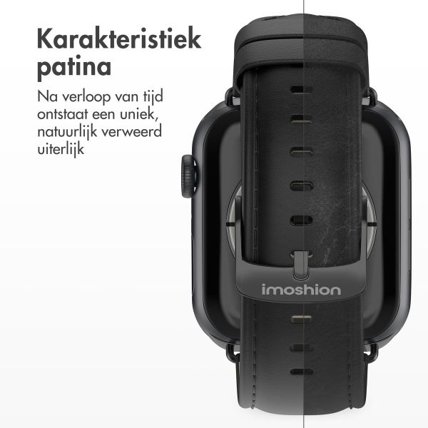 imoshion Classic lederen bandje Apple Watch Series 1-9 / SE - 38/40/41 mm / Series 10 - 42 mm - Zwart