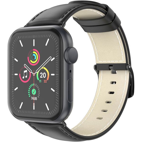 imoshion Classic lederen bandje Apple Watch Series 1-9 / SE - 38/40/41 mm / Series 10 - 42 mm - Zwart