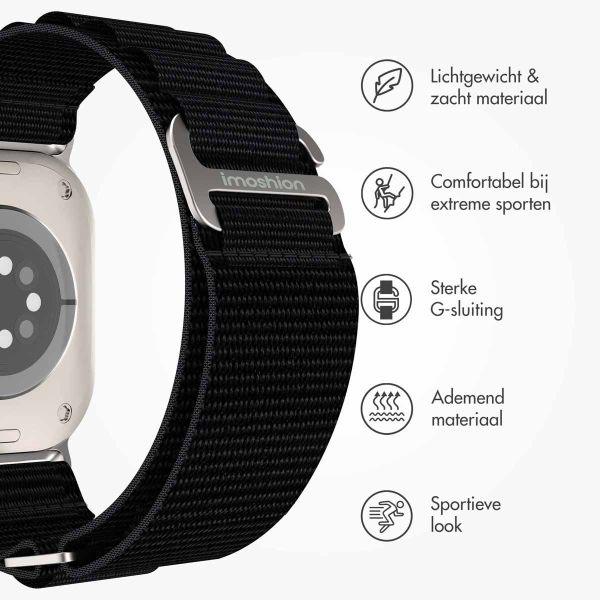 imoshion Nylon Alpine bandje Apple Watch Series 1-9 / SE - 38/40/41 mm / Series 10 - 42 mm - Zwart