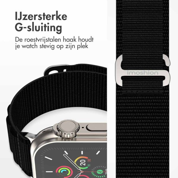 imoshion Nylon Alpine bandje Apple Watch Series 1-9 / SE - 38/40/41 mm / Series 10 - 42 mm - Zwart