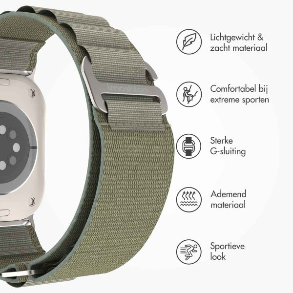 imoshion Nylon Alpine bandje Apple Watch Series 1-9 / SE - 38/40/41 mm / Series 10 - 42 mm - Olijfgroen