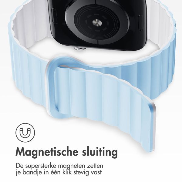 imoshion Siliconen magnetisch bandje Apple Watch Series 1-9 / SE - 38/40/41 mm / Series 10 - 42 mm - Blauw / Wit