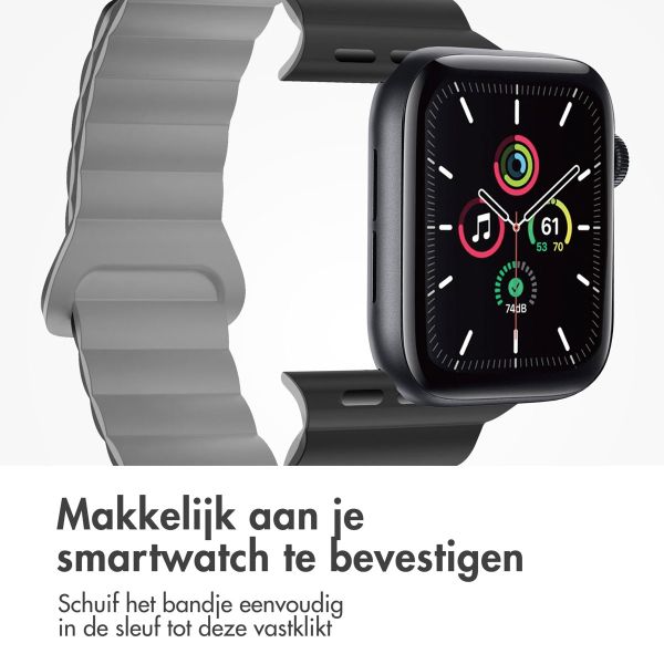 imoshion Siliconen magnetisch bandje Apple Watch Series 1-9 / SE - 38/40/41 mm / Series 10 - 42 mm - Zwart / Grijs