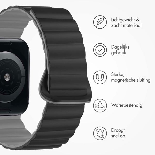 imoshion Siliconen magnetisch bandje Apple Watch Series 1-9 / SE - 38/40/41 mm / Series 10 - 42 mm - Zwart / Grijs