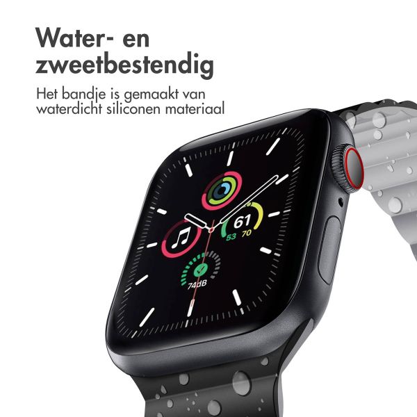 imoshion Siliconen magnetisch bandje Apple Watch Series 1-9 / SE - 38/40/41 mm / Series 10 - 42 mm - Zwart / Grijs