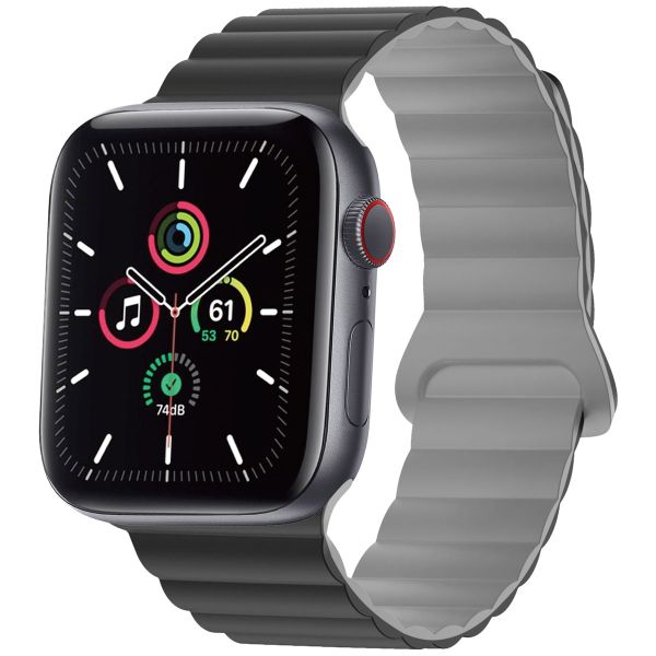 imoshion Siliconen magnetisch bandje Apple Watch Series 1-9 / SE - 38/40/41 mm / Series 10 - 42 mm - Zwart / Grijs