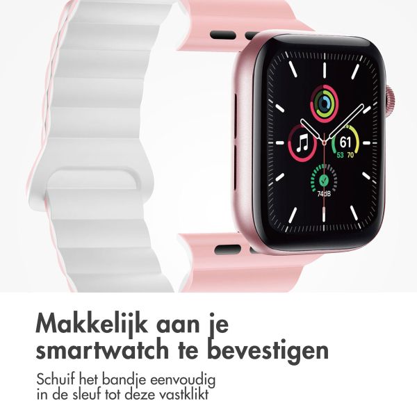 imoshion Siliconen magnetisch bandje Apple Watch Series 1-9 / SE - 38/40/41 mm / Series 10 - 42 mm - Roze / Wit