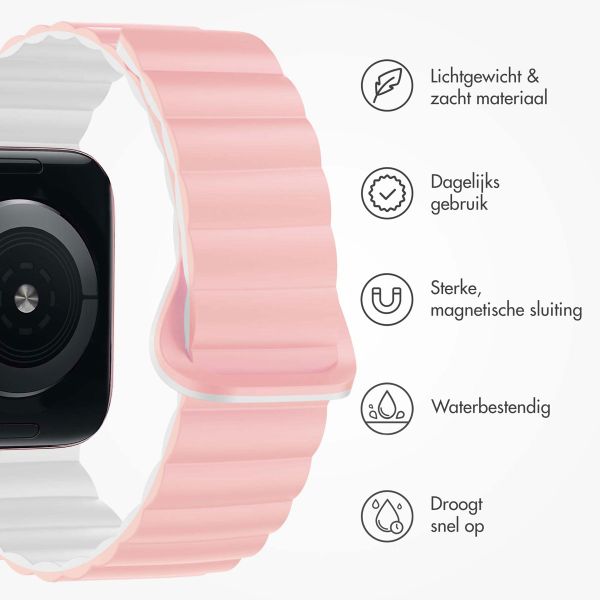 imoshion Siliconen magnetisch bandje Apple Watch Series 1-9 / SE - 38/40/41 mm / Series 10 - 42 mm - Roze / Wit