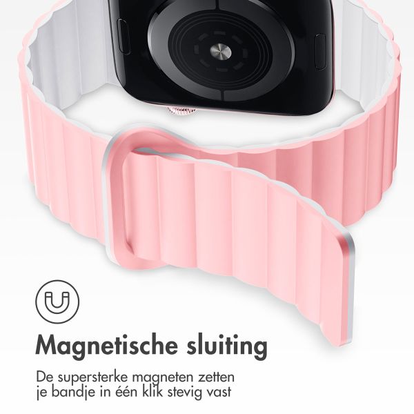 imoshion Siliconen magnetisch bandje Apple Watch Series 1-9 / SE - 38/40/41 mm / Series 10 - 42 mm - Roze / Wit