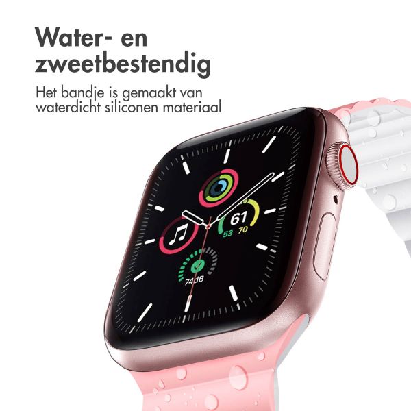 imoshion Siliconen magnetisch bandje Apple Watch Series 1-9 / SE - 38/40/41 mm / Series 10 - 42 mm - Roze / Wit