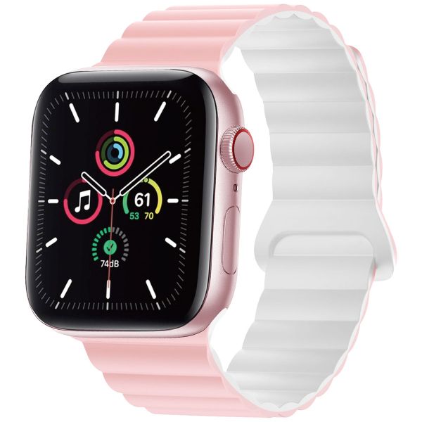 imoshion Siliconen magnetisch bandje Apple Watch Series 1-9 / SE - 38/40/41 mm / Series 10 - 42 mm - Roze / Wit