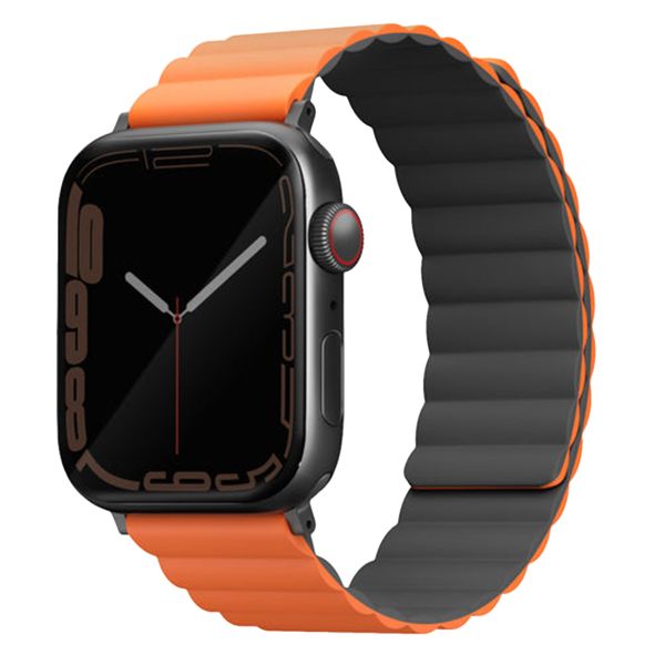 Uniq Revix dubbelzijdig bandje Apple Watch 1-9 / SE / Ultra (2) - 42/44/45/49 mm - Charcoal (Grey/Orange)