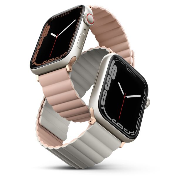 Uniq Revix dubbelzijdig bandje Apple Watch 1-9 / SE / Ultra (2) - 42/44/45/49 mm - Blush Pink / Beige