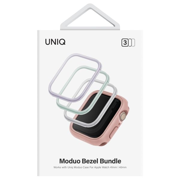 Uniq 3-pack Bezels - Moduo Bezel Bundel voor de Apple Watch 4-9 / SE - 40/41 mm - Sage / Lilac / White