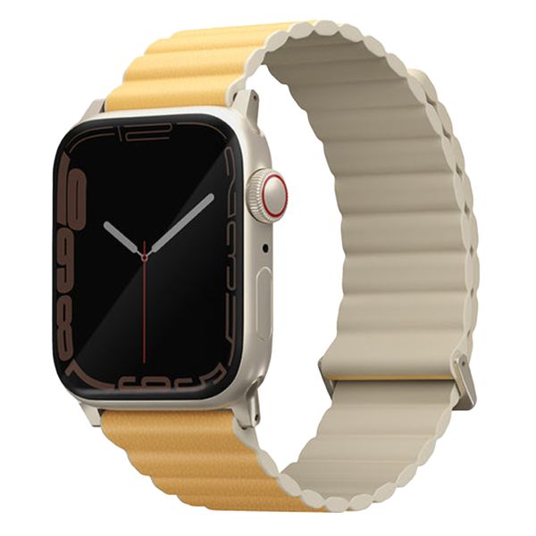 Uniq Revix Premium Edition dubbelzijdig bandje Apple Watch 1-9 / SE - 38/40/41 mm / Series 10 - 42 mm - Canary Yellow / Ivory