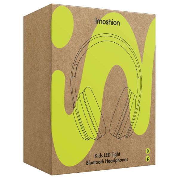 imoshion Kids LED Light Bluetooth Headphones - Kinder koptelefoon met decibelbegrenzer - Draadloze koptelefoon + AUX kabel - Petrol Green / Lime