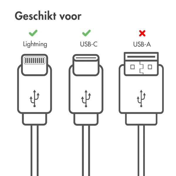 imoshion Lightning naar USB-C kabel - Non-MFi - Gevlochten textiel - 1 meter - Wit