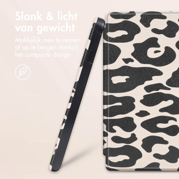 imoshion Design Slim Hard Case Sleepcover met stand Kobo Libra Colour - Leopard