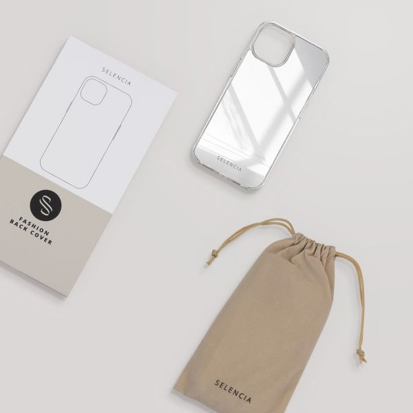 Selencia Mirror Backcover iPhone 15 - Hoesje met spiegel - Zilver