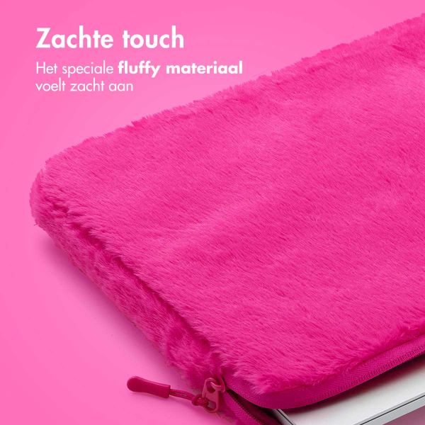 imoshion Fluffy Laptop hoes 15-16 inch - Laptopsleeve - Hot Pink