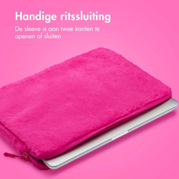 imoshion Fluffy Laptop hoes 15-16 inch - Laptopsleeve - Hot Pink