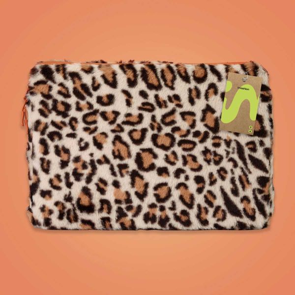 imoshion Fluffy Laptop hoes 15-16 inch - Laptopsleeve - Leopard Orange