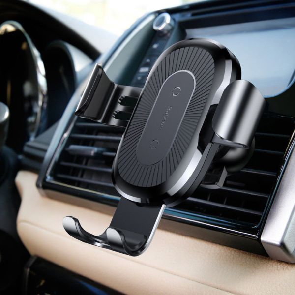 Baseus Wireless Car Charger Gravity Car Mount Samsung Galaxy A32 (5G) - Telefoonhouder auto - Draadloze oplader - Dashboard - Zwart