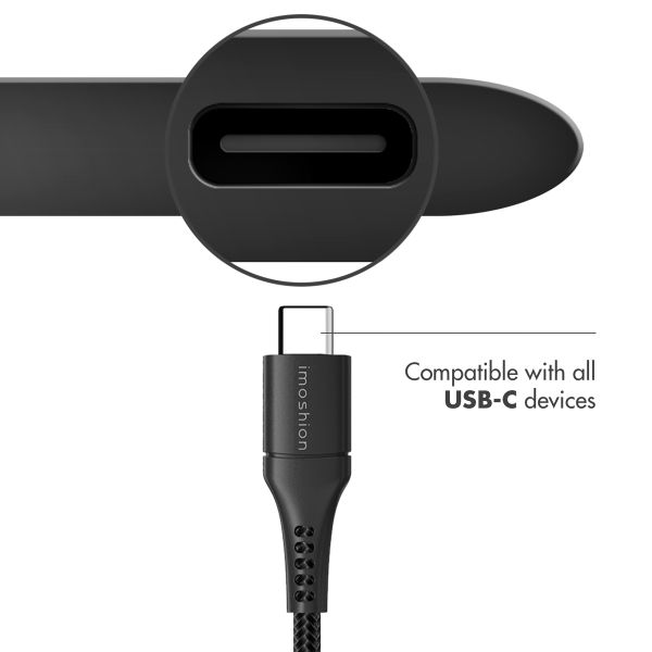 imoshion USB-C naar USB kabel iPhone 15 Plus - Gevlochten textiel - 1,5 meter - Zwart