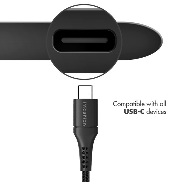 iMoshion USB-C naar USB kabel Samsung Galaxy A54 (5G) - Gevlochten textiel - 1,5 meter - Zwart