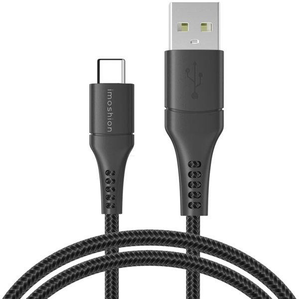 imoshion USB-C naar USB kabel iPhone 15 Pro - Gevlochten textiel - 1,5 meter - Zwart