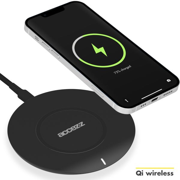 Accezz Qi Soft Touch Wireless Charger iPhone 15 - Draadloze oplader - 10 Watt - Zwart