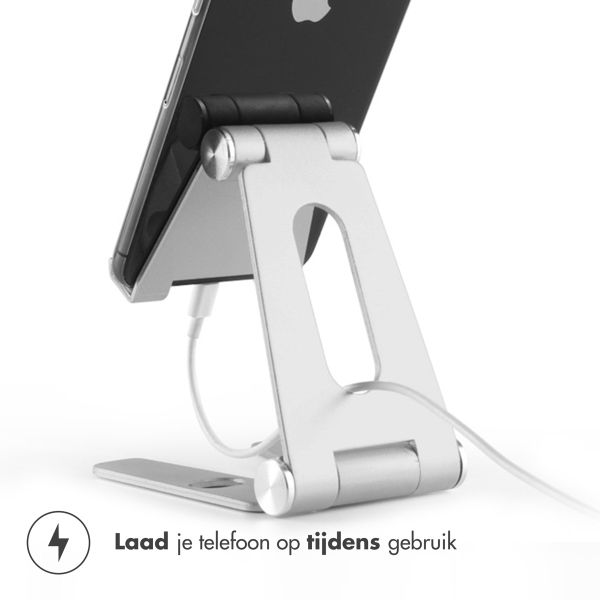 imoshion Telefoonhouder bureau Samsung Galaxy S23 Plus - Tablethouder bureau - Verstelbaar - Aluminium - Zilver