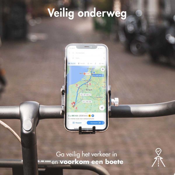 Accezz Telefoonhouder fiets Samsung Galaxy A41 - Verstelbaar - Universeel - Aluminium - Zwart