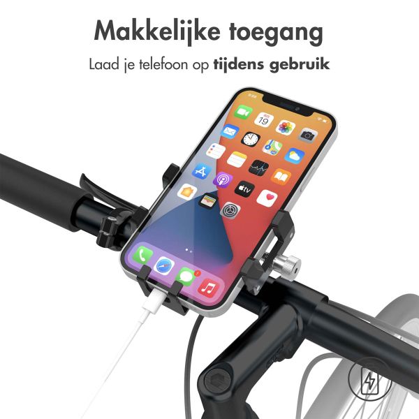 Accezz Telefoonhouder fiets Samsung Galaxy A41 - Verstelbaar - Universeel - Aluminium - Zwart