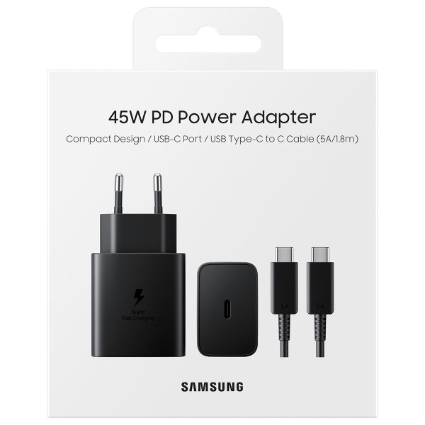 Samsung Originele Power Adapter met USB-C kabel Samsung Galaxy A13 (4G) - Oplader - USB-C aansluiting - Fast Charge - 45 Watt - 1,8 meter - Zwart