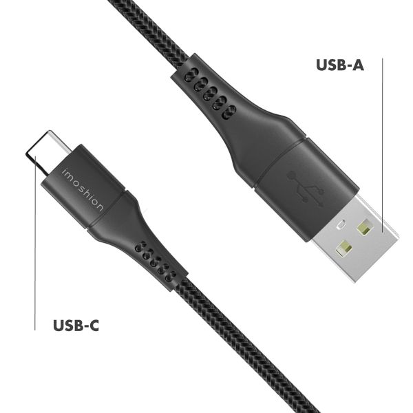 imoshion 2 pack USB-C naar USB kabel Google Pixel 7 - Gevlochten textiel - 1,5 meter - Zwart