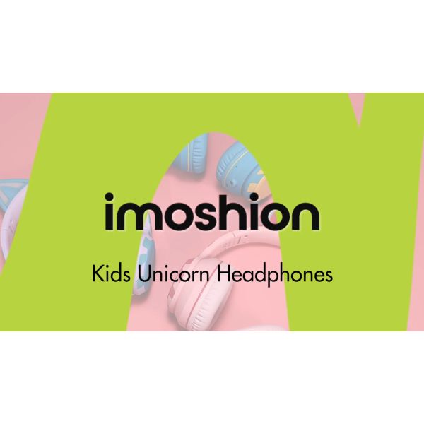 imoshion Kids Unicorn LED Light Bluetooth Headphones - Kinder koptelefoon met decibelbegrenzer - Draadloze koptelefoon + AUX kabel - Lavender Lilac / Soft Blue