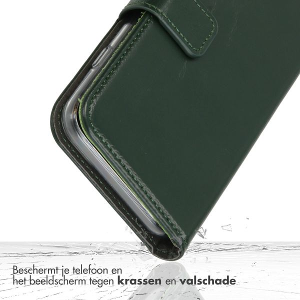 Selencia Echt Lederen Bookcase iPhone 15 - Groen