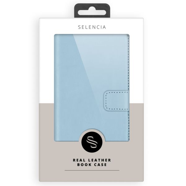 Selencia Echt Lederen Bookcase iPhone 15 - Air Blue