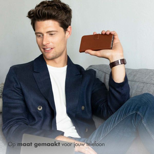 Selencia Echt Lederen Bookcase Samsung Galaxy A14 (5G) - Lichtbruin