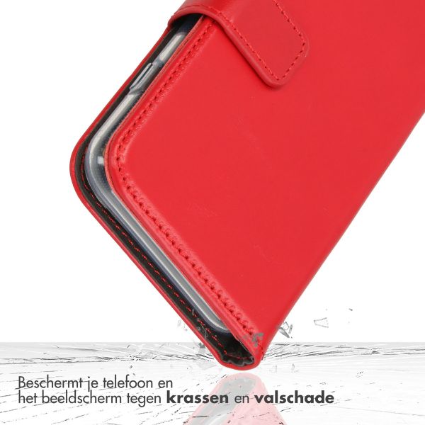 Selencia Echt Lederen Bookcase iPhone 15 - Rood