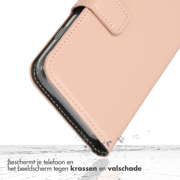 Selencia Echt Lederen Bookcase iPhone 15 - Dusty Pink