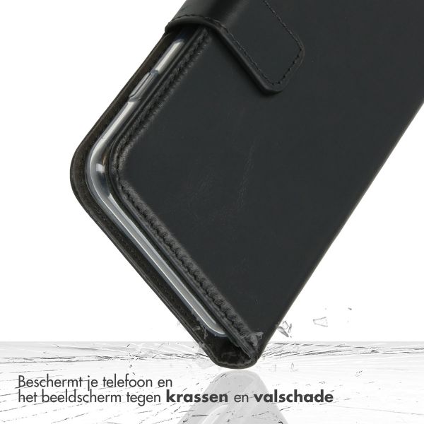 Selencia Echt Lederen Bookcase Samsung Galaxy A12 - Zwart
